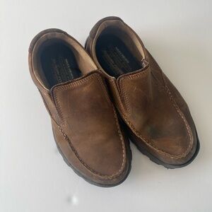 Skechers Men's Relaxed Fit Memory Foam Leather Slip-On Size 9.5 Dark Brown Shoes